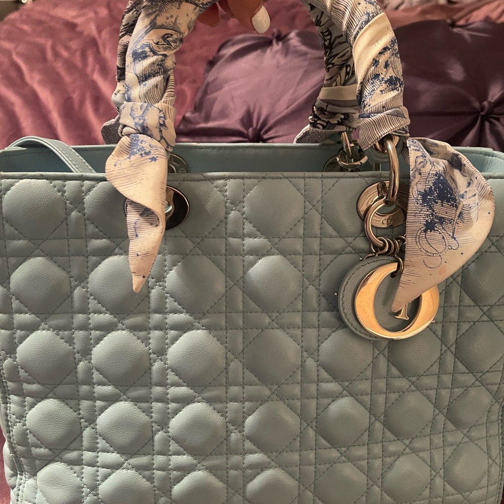 Dior Light Blue Quilted Handbag
